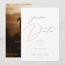 Zarte Goldschrift-Foto-Hochzeitseinladung