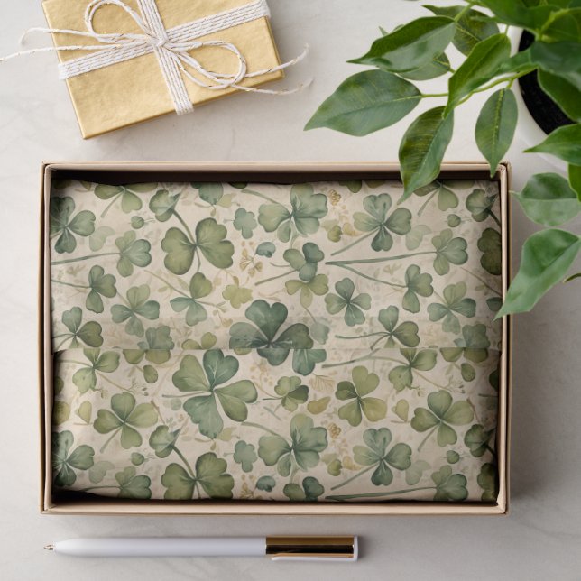 Zarte grüne Shamrocks nahtlos Seidenpapier (Geschenk)