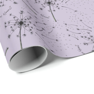 Zarte Grüne Wildblume Löwenzahn Küsse Floral Geschenkpapier