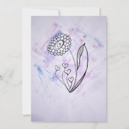 Zarte handgezeichnete Blume mit Herzen Feiertagskarte