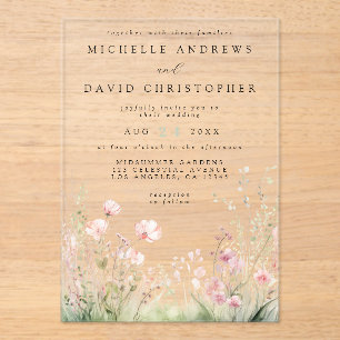Zarte Hochzeit im Blumenstil Acryleinladungen