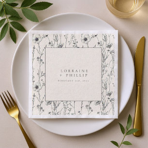 Zarte hübsche Wildblumen Hochzeitsserviette Serviette