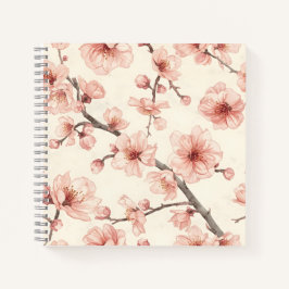 Zarte Kirschblüten Nahtloses Florales Muster Notizbuch