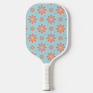 Zarte Korallenrosa und Puderblau Gänseblümchen Pickleball Schläger