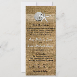 Zarte Muscheln auf Jute Leinwand Einzigartige Stra Einladung