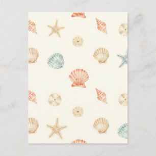 Zarte Muscheln Nahtloses Muster Postkarte
