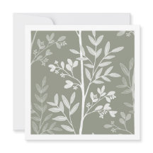 Zarte olivgrüne florale Streifen-Kunstkarte