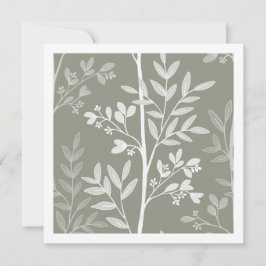 Zarte olivgrüne florale Streifen-Kunstkarte Karte