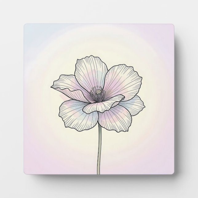 Zarte Pastell-Mohnblume Fotoplatte (Vorderseite)