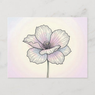 Zarte Pastell-Mohnblume Postkarte