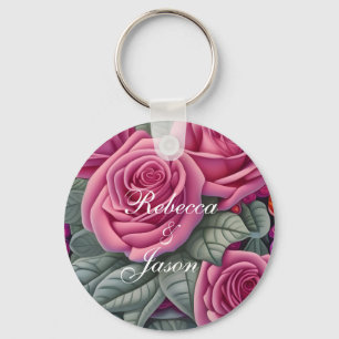 Zarte pastellrosa Hochzeitsrosen Schlüsselanhänger