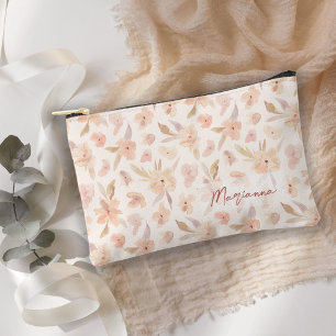 Zarte Pfirsich-Farb-Wasserfarben-Blumen-Kosmetik Zubehörtasche