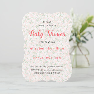 Zarte rosa Blumen Baby Shower Einladung