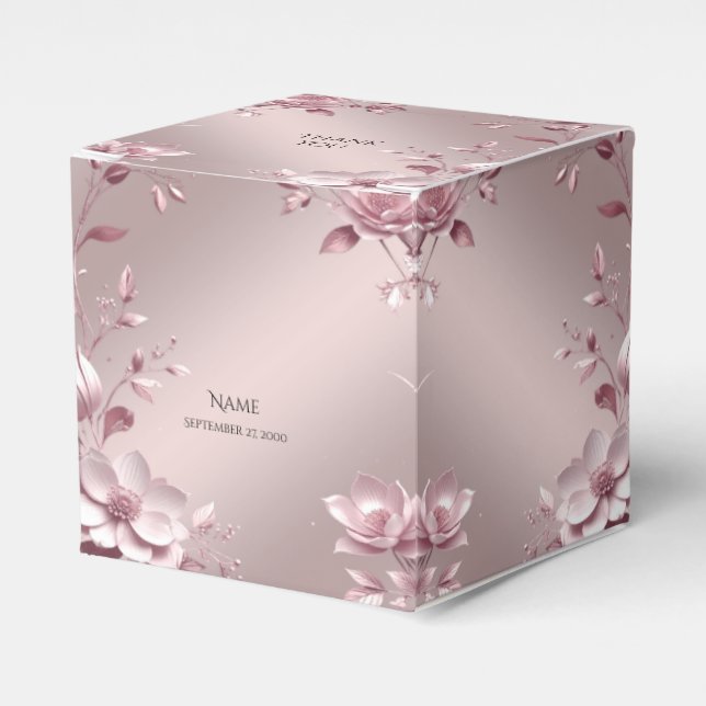 Zarte rosa Blumen-Geschenkbox Geschenkschachtel (Vorderseite)