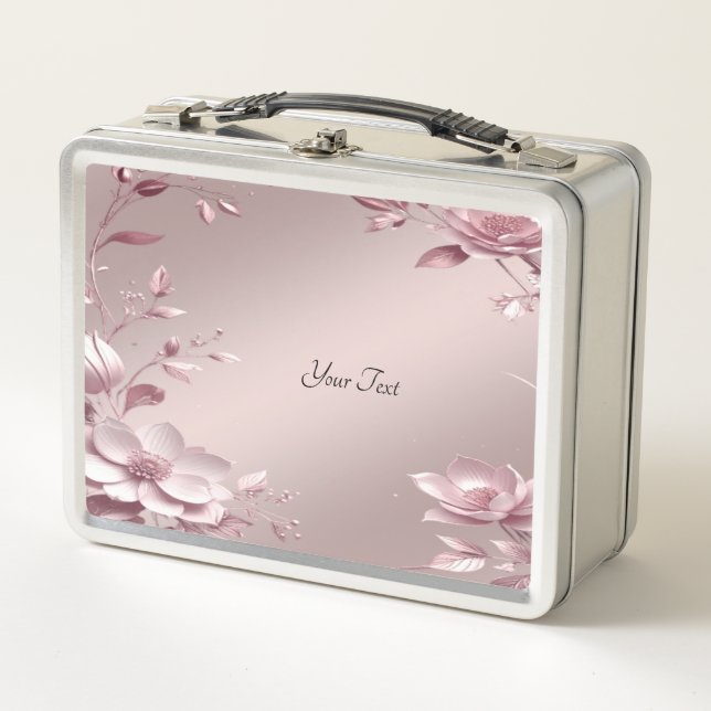 Zarte rosa Blumen Lunchbox (Vorderseite)