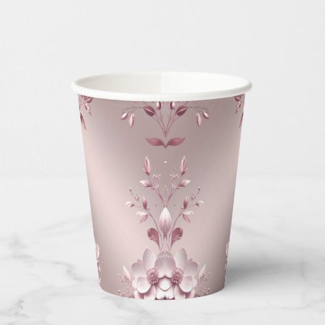 Zarte rosa Blumen-Papierbecher Pappbecher (Links)