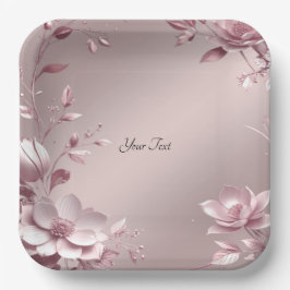 Zarte rosa Blumen-Papierplatte Pappteller