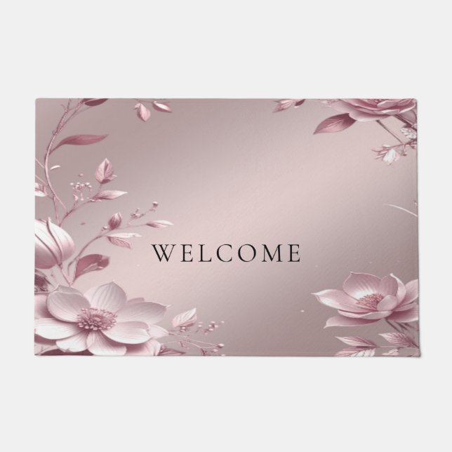Zarte rosa Blumenmatte Fußmatte (Vorderseite)