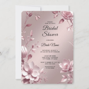 Zarte rosa Blumenrahmen Brautparty Einladung