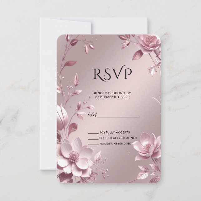 Zarte rosa Blumenrahmen-RSVP-Karte RSVP Karte (Vorderseite)