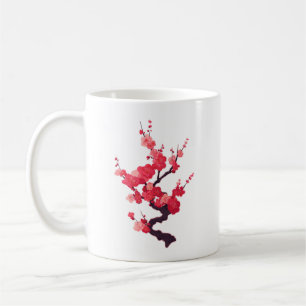 Zarte rosa japanische Kirschbaumzweig Kaffeetasse