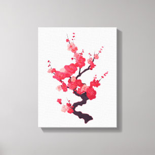Zarte rosa japanische Kirschbaumzweig Leinwanddruck