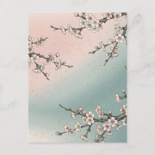 Zarte rosa Kirschblüten-Sakura-Zweige Postkarte