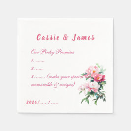 Zarte rosa Pfingstrose und Eukalyptus Blumen Hochz Serviette