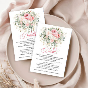 Zarte Rosa Rosen Hochzeits-Detailkarte Begleitkarte