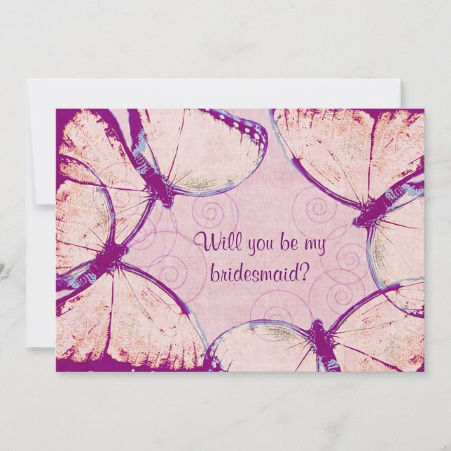 zarte rosa Schmetterlinge Einladung (Vorderseite)