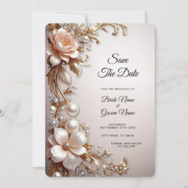 Zarte rosa und weiße Blumen Save the Date