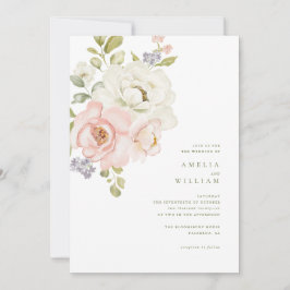 Zarte rosafarbene Florale Hochzeitseinladung Einladung