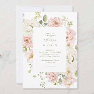 Zarte rosafarbene Florale Hochzeitseinladung Einladung