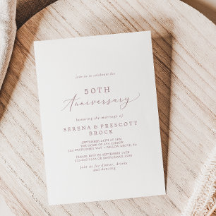 Zarte Roségoldene 50. Hochzeitstag-Jubiläumsfeier Einladung