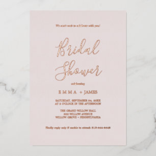 Zarte Roségoldfolie   Blush-Brautjungferfeier Folieneinladung