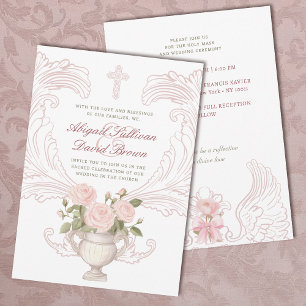 Zarte Rosen Vase Katholische Hochzeit Einladung