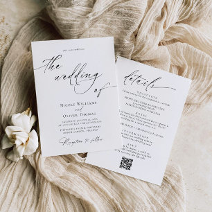 Zarte schwarz-weiße Hochzeitseinladung Einladung