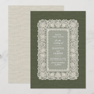 Zarte Spitzen-Hochzeitseinladung zur Vorabanzeige  Einladung