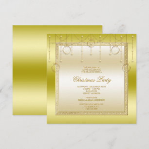 Zarte Sterne & Ringe Goldene Weihnachtsfeier Einladung