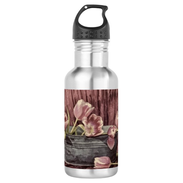 Zarte Tulpen Edelstahlflasche (Vorderseite)