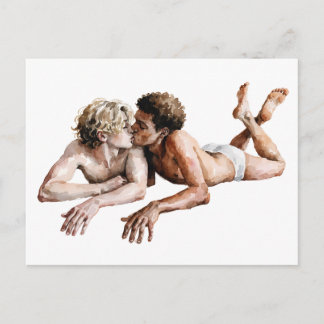 Zarte Umarmung - Romantische Wasserfarben-Illustra Postkarte