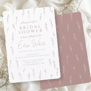 Zarte verstreute Wildblumen Mauve Brautdusche Einladung