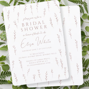 Zarte verstreute Wildblumen Mauve Brautdusche Einladung
