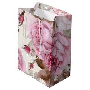 Zarte Vintage-Rosa-Rosen  Mittlere Geschenktüte