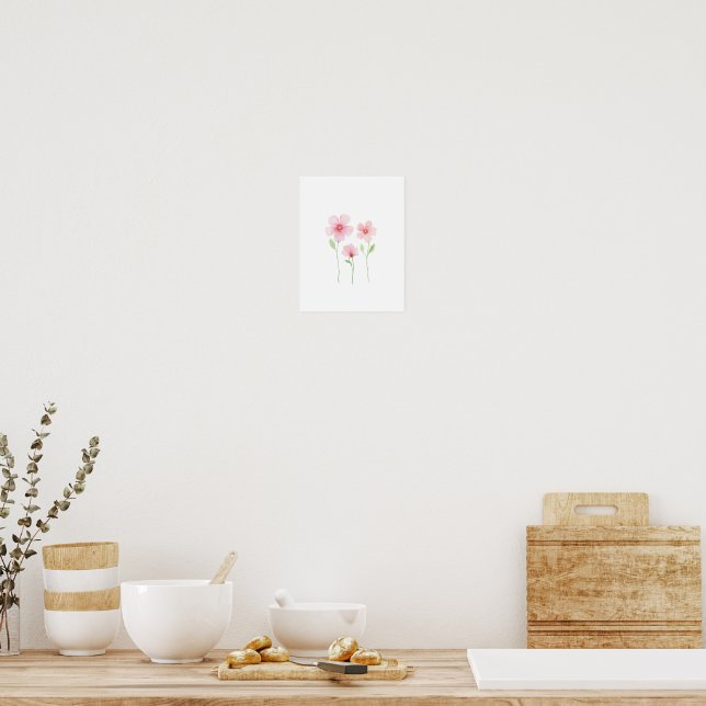 Zarte Wasserfarben-Wildblumen Poster (Küche)