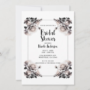 Zarte weiße Rosen Shabby Chic Dusche Einladung