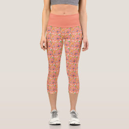 Zarte Wildblume in orange Capri Leggings