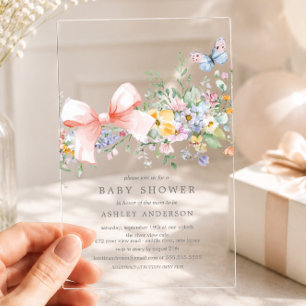 Zarte Wildblumen-Baby-Party  Acryleinladungen