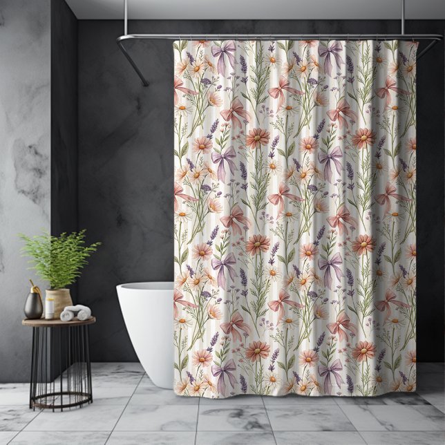 Zarte Wildblumen Boho-Cocquette-Bogen-Muster Duschvorhang (Von Creator hochgeladen)