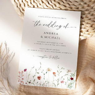 Zarte Wildblumen Boho Romantische Hochzeit Einladung